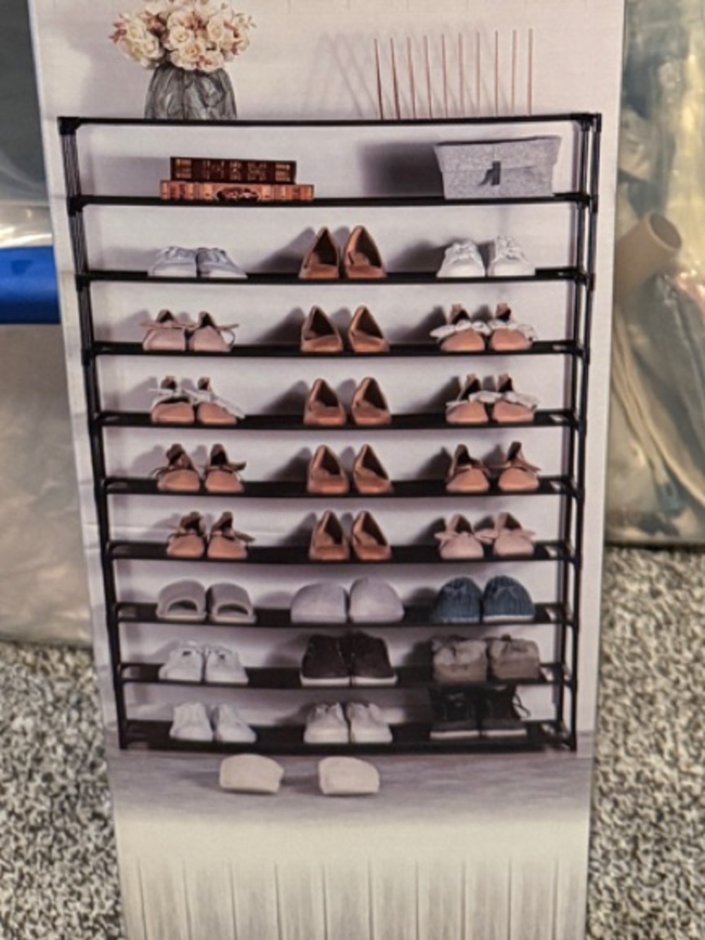 10-Tier Black Shoe Rack - Space-Saving Home Organizer